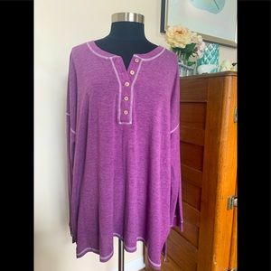 NWOT Womens Purple Henley Top 26/28W